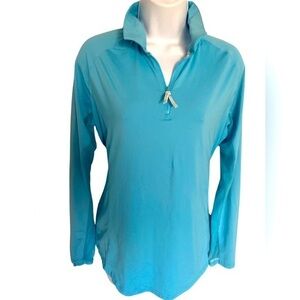Bette &Court UPF50 Quarter Zip - L light blue, nylon spandex